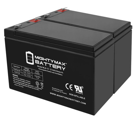 Mighty Max Battery 12V 8Ah Fire Alarm Battery Replaces 12V 8Ah ELK-1280 - 2 Pack ML8-12MP2116133102